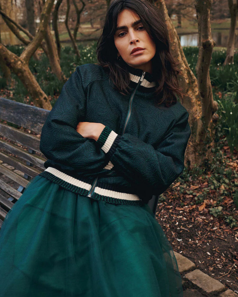 summum12333Emerald green bomber jkt glitter