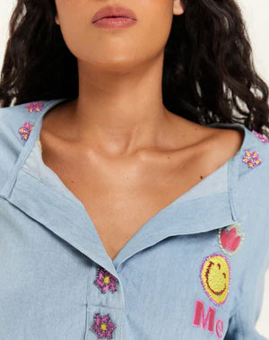 Me369 Lily Embroidered Boxy Den Vintage