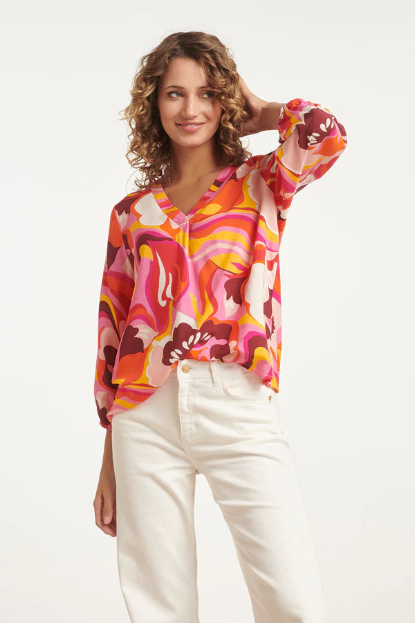 SL 24001 Top multi coloured pink