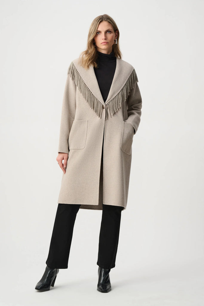 Joseph Ribkoff Oatmeal fringe coat 263912