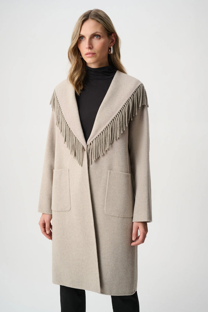 Joseph Ribkoff Oatmeal fringe coat 263912