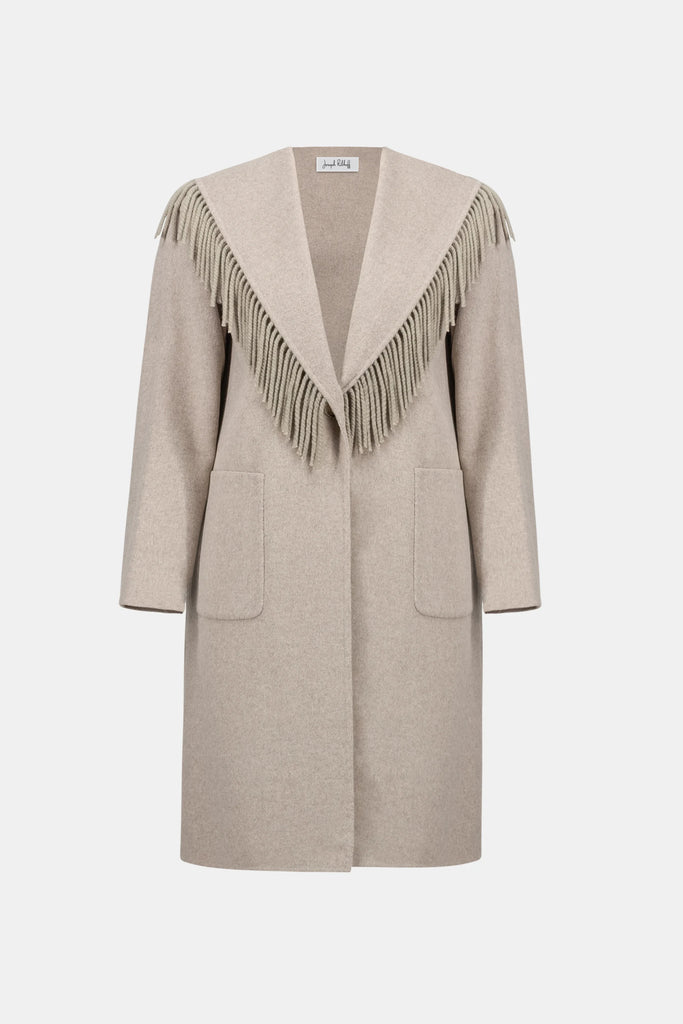 Joseph Ribkoff Oatmeal fringe coat 263912