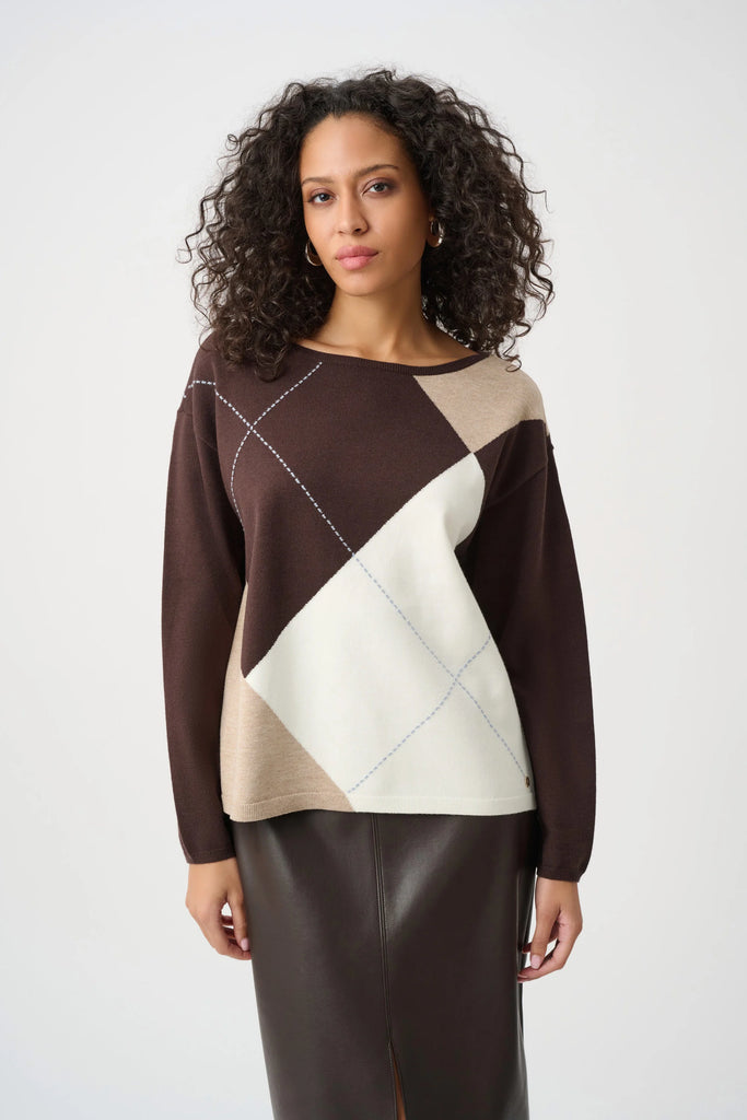 Joseph Ribkoff Argyle crew knit 263948
