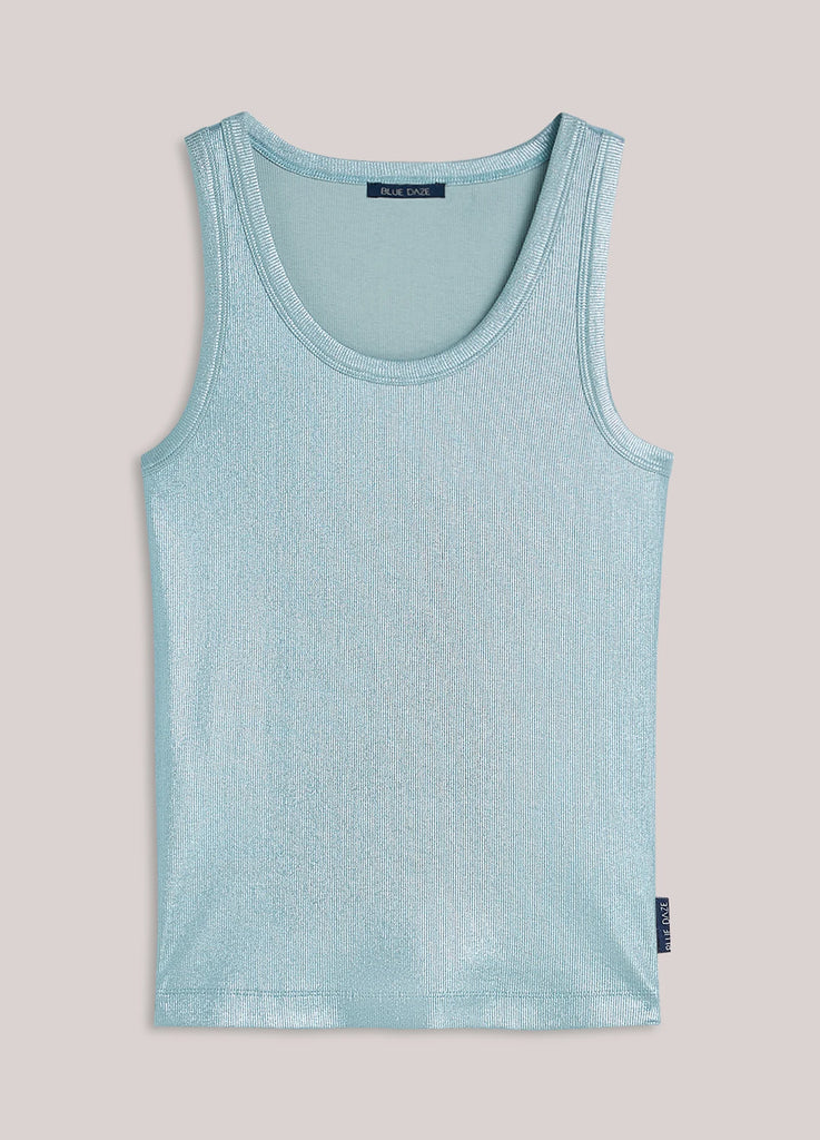 Summum ribbed blue tank top