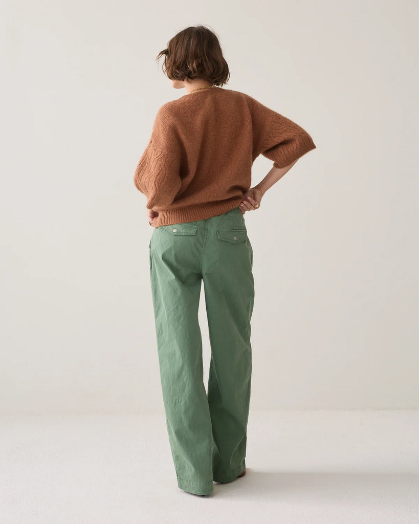 Summum Thyme Green Wide Leg Trs
