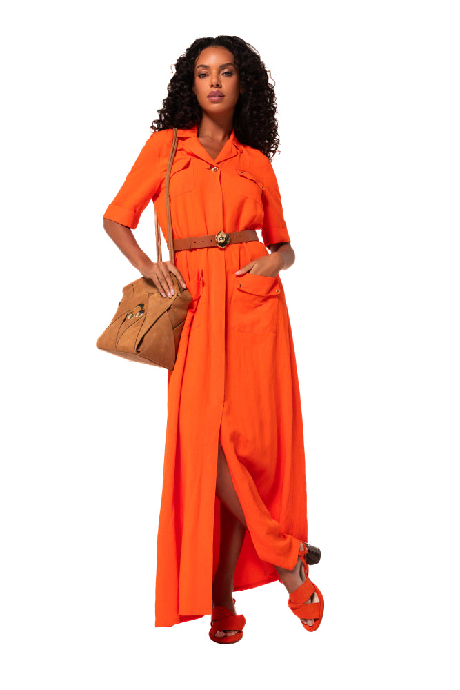 Caroline Biss Orange dress
