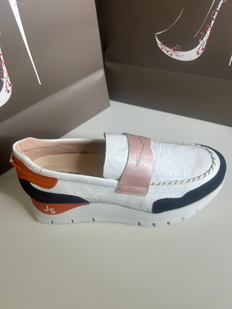 Jose Saenz 261079 shoe white/navy/orange/pink