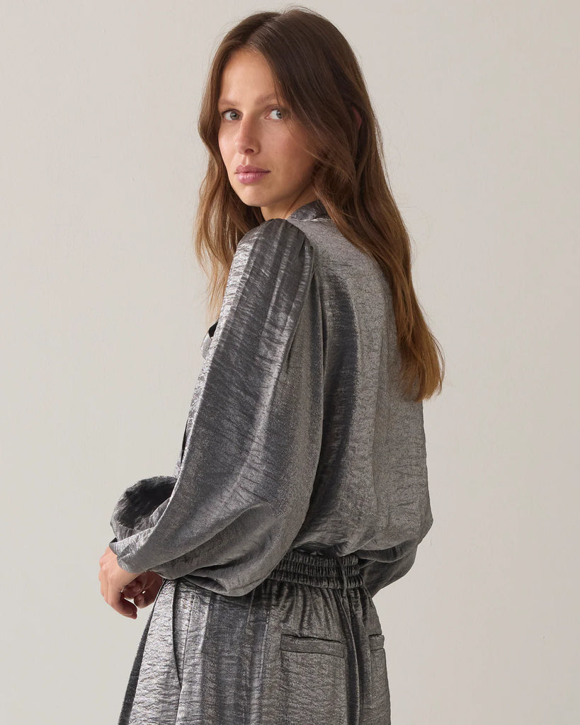 Summum 12326 Mid grey Blouse Metallic shine