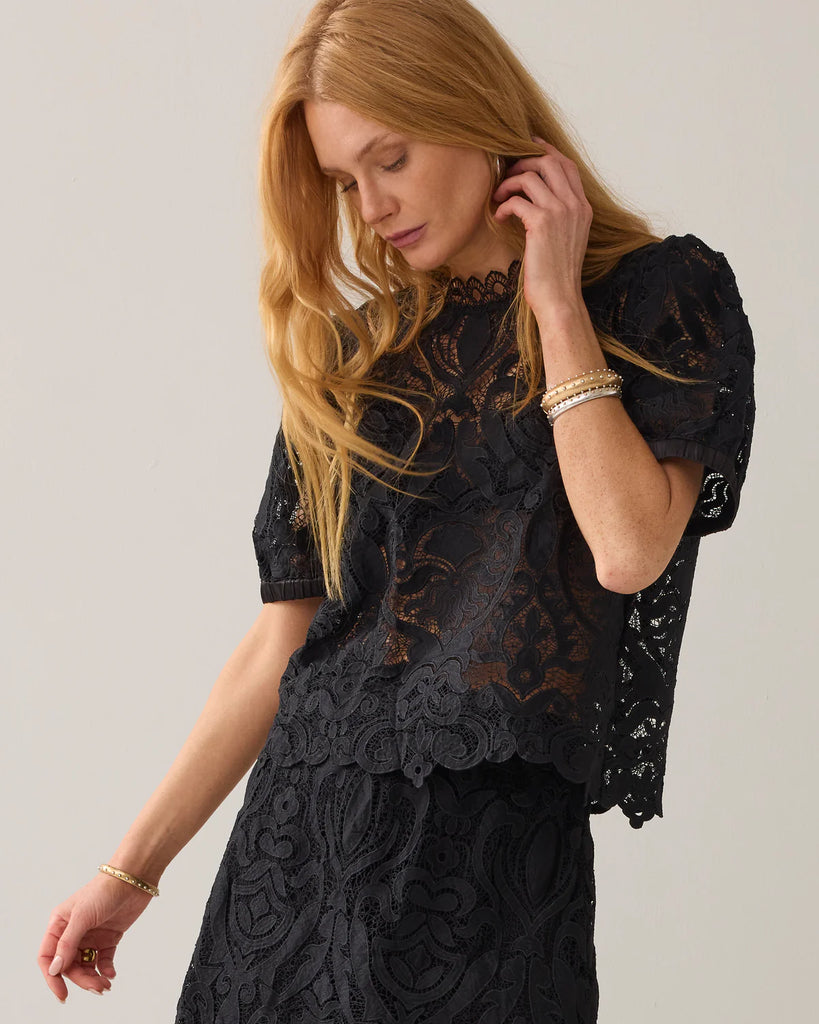 Summum blk lace top 12182