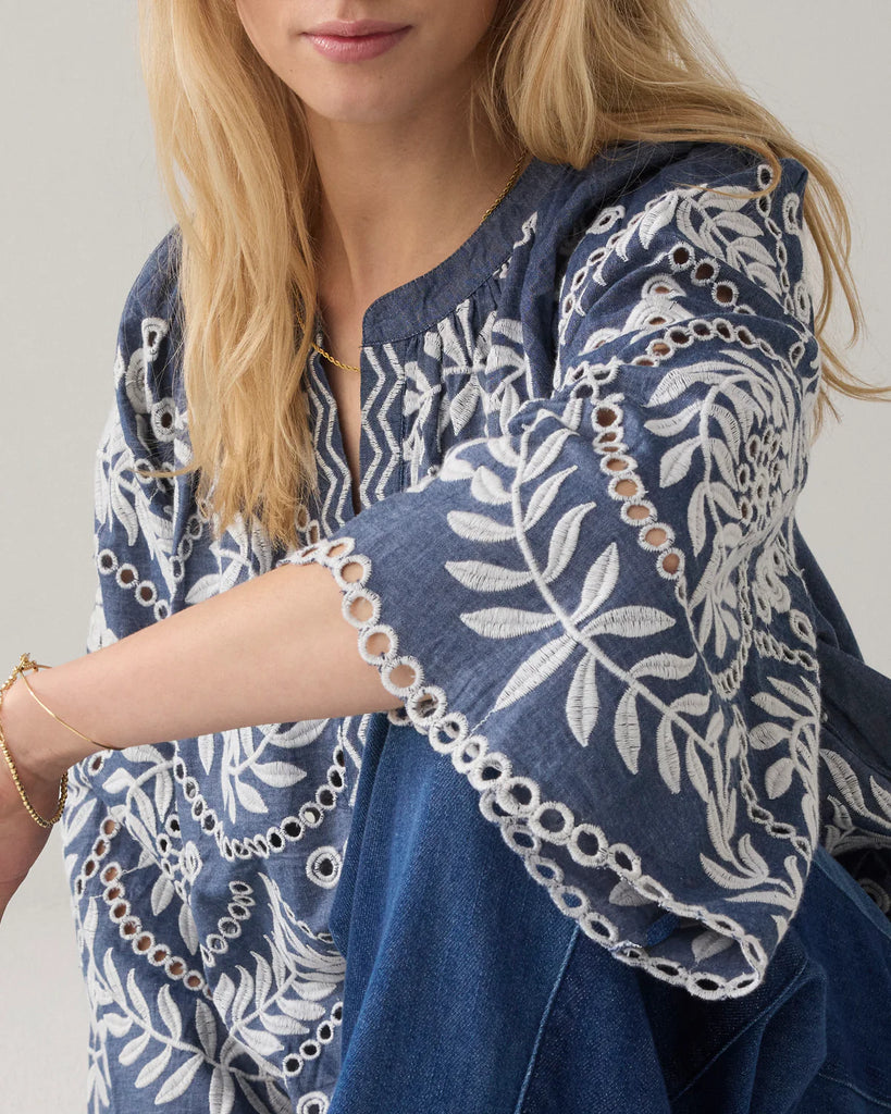 Summum Embroidered Top Chambray