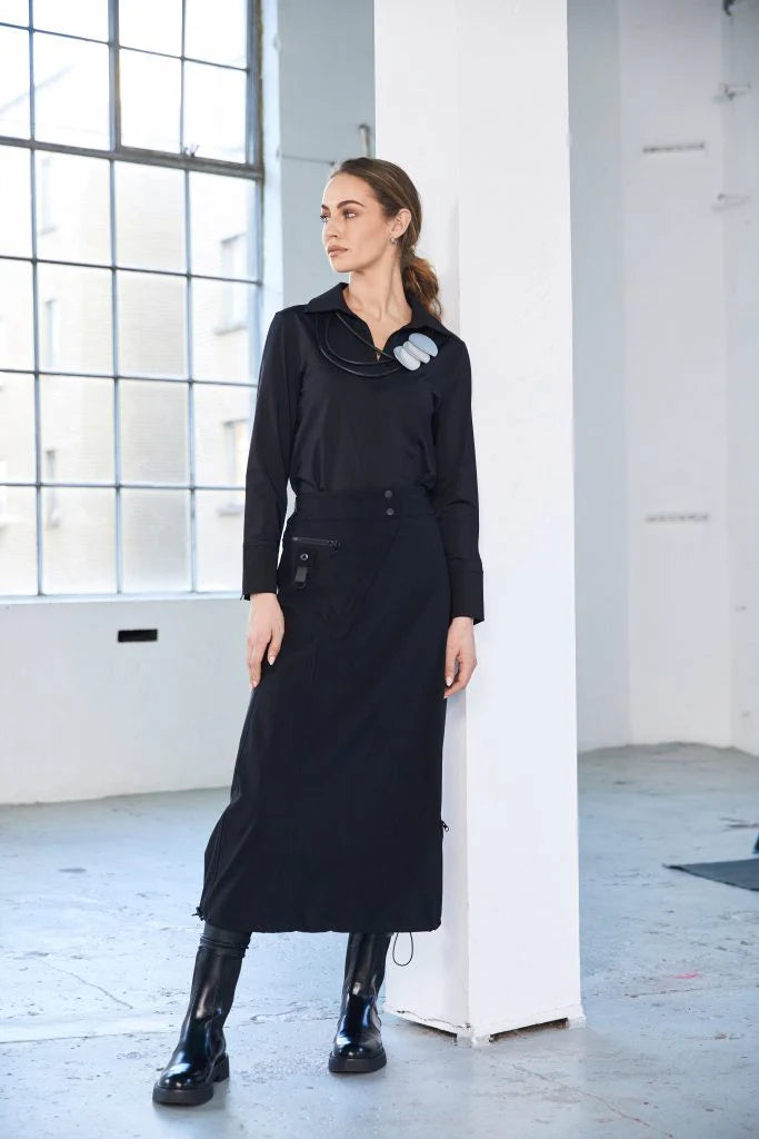 NAW25345 Black Panelled Skirt