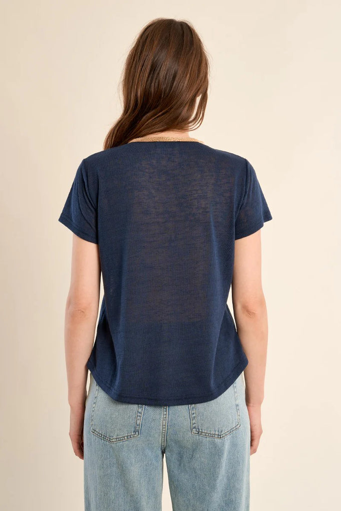 Molly knitted tee navy blue T4