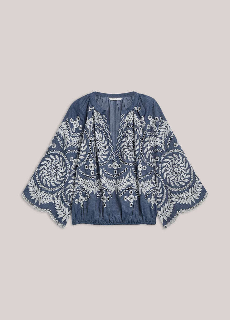 Summum Embroidered Top Chambray