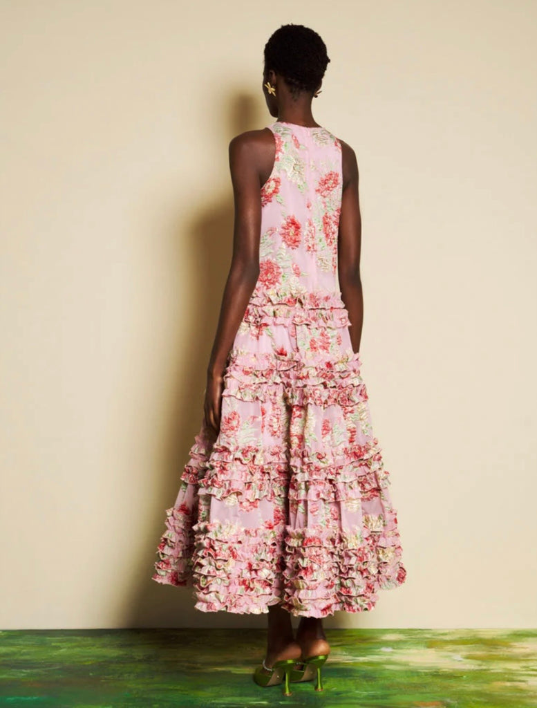 Sister Jane Crystal Pink Ruffle Maxi Dress