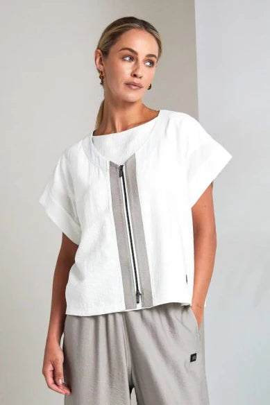 Naya Nas26159 v neck top zip detail