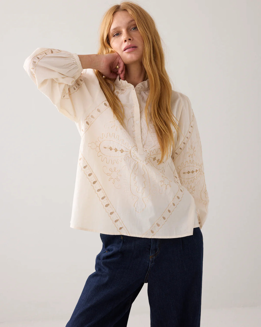 Summum Ivory Top Embro Cotton