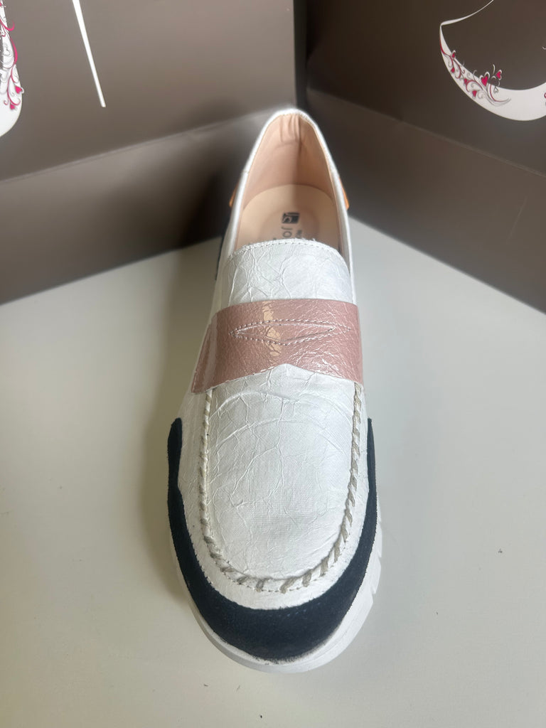 Jose Saenz 261079 shoe white/navy/orange/pink