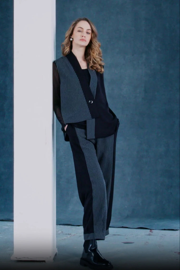 NAW25219 Black/Grey Stripped Trouser