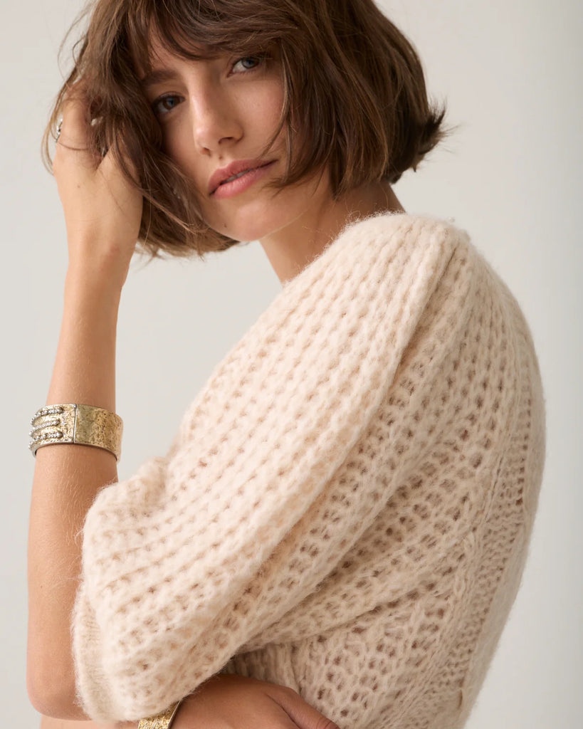 Summum Ivory Puff Sleeve Sweater