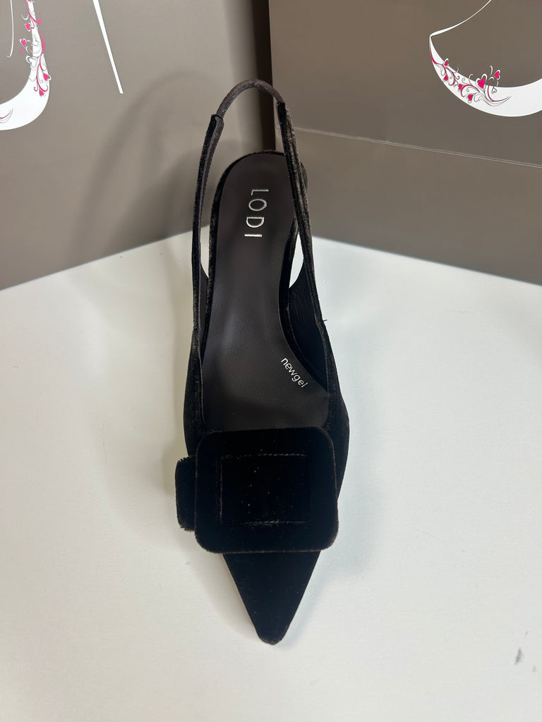 Lodi 261105 Dark Chocolate velvet slingback