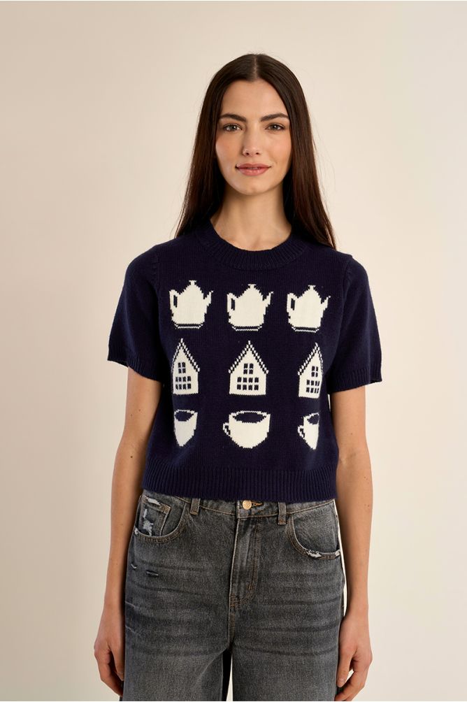 Molly Bracken LAF140EN knit sweater navy blue
