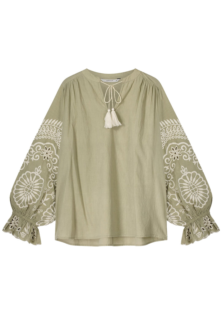 Summum Woman green Lentil top with Embroidery 2s3052-12007