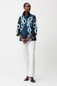 Joseph Ribkoff Black/Multi Jacket With Bell Sleeves Style 261904