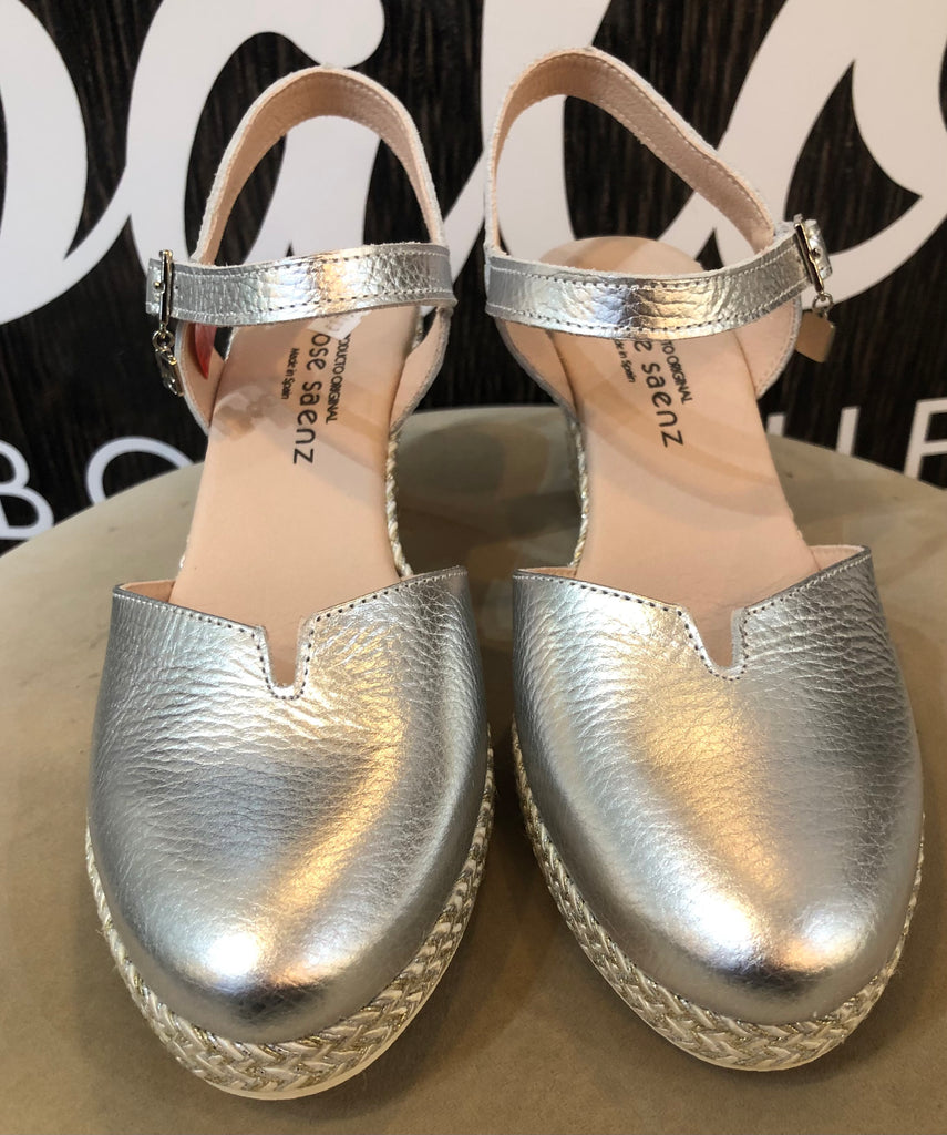 Jose Saenz Silver Wedge Sandal 24023