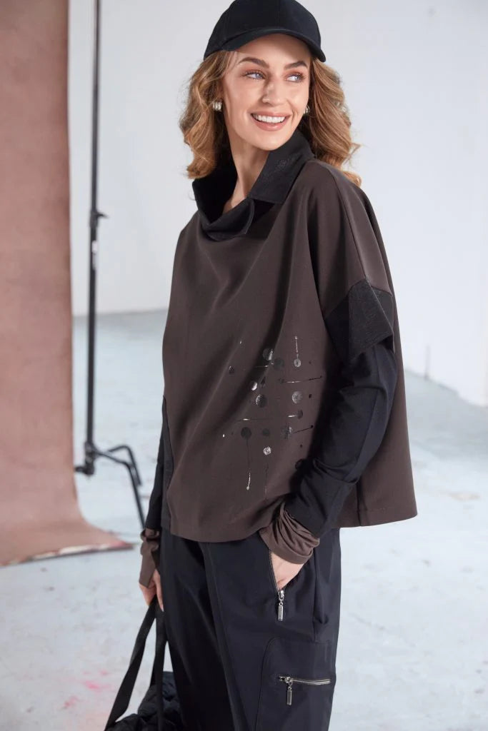 NAW25276-BLACK/COCOA top