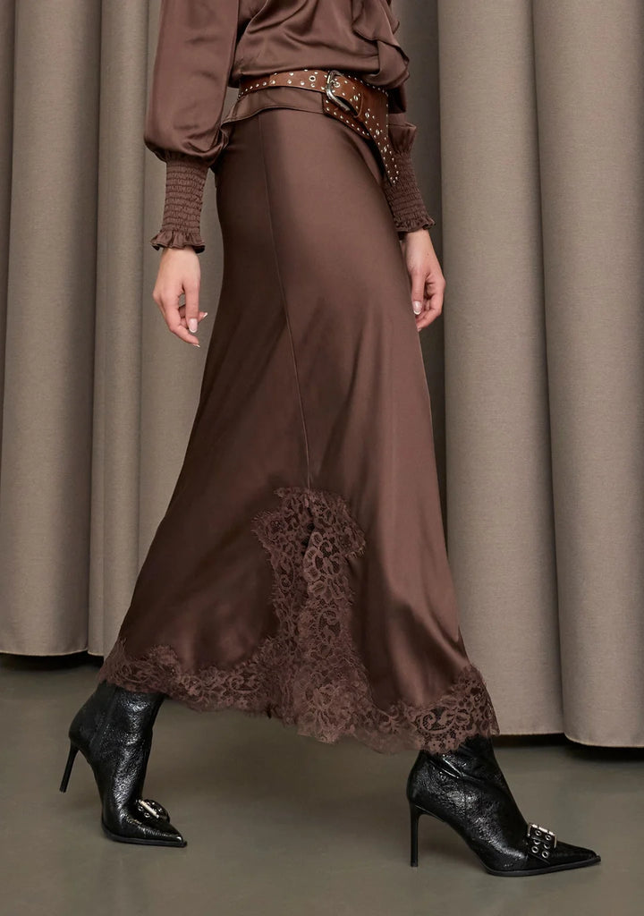 I Say Steff Lace Skirt Dark Brown