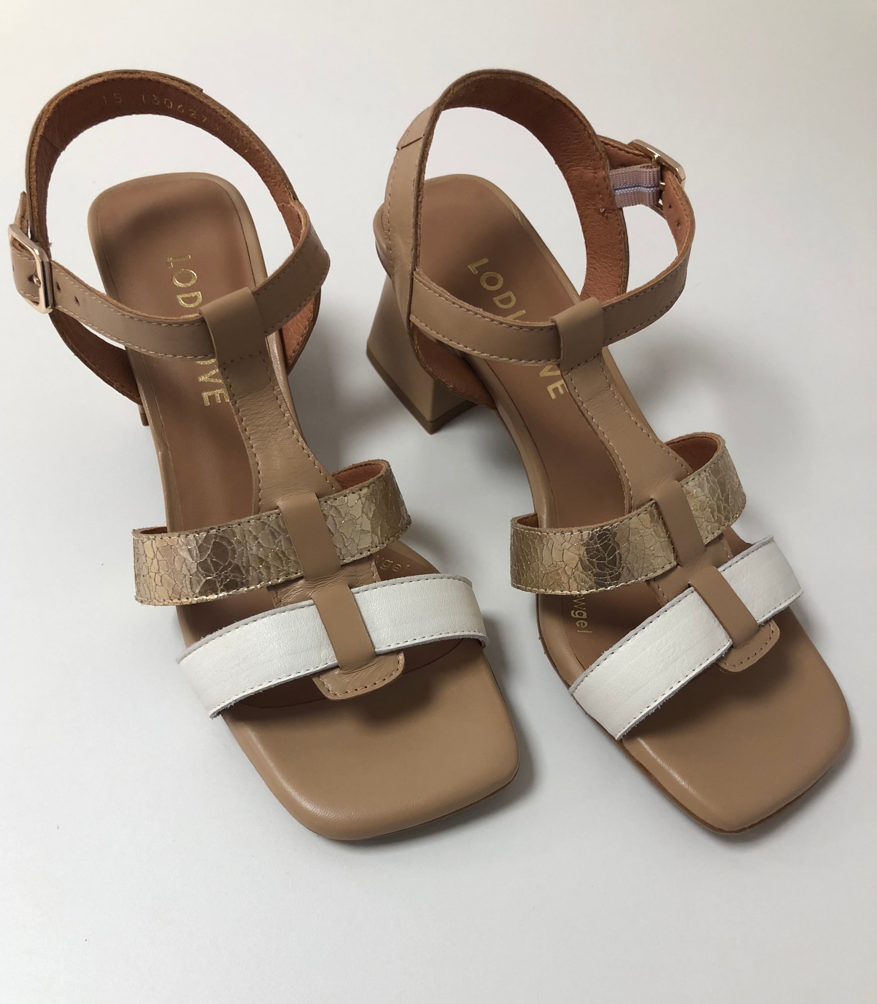 LodiLove 25002 Cream/Gold & Taupe Sandal