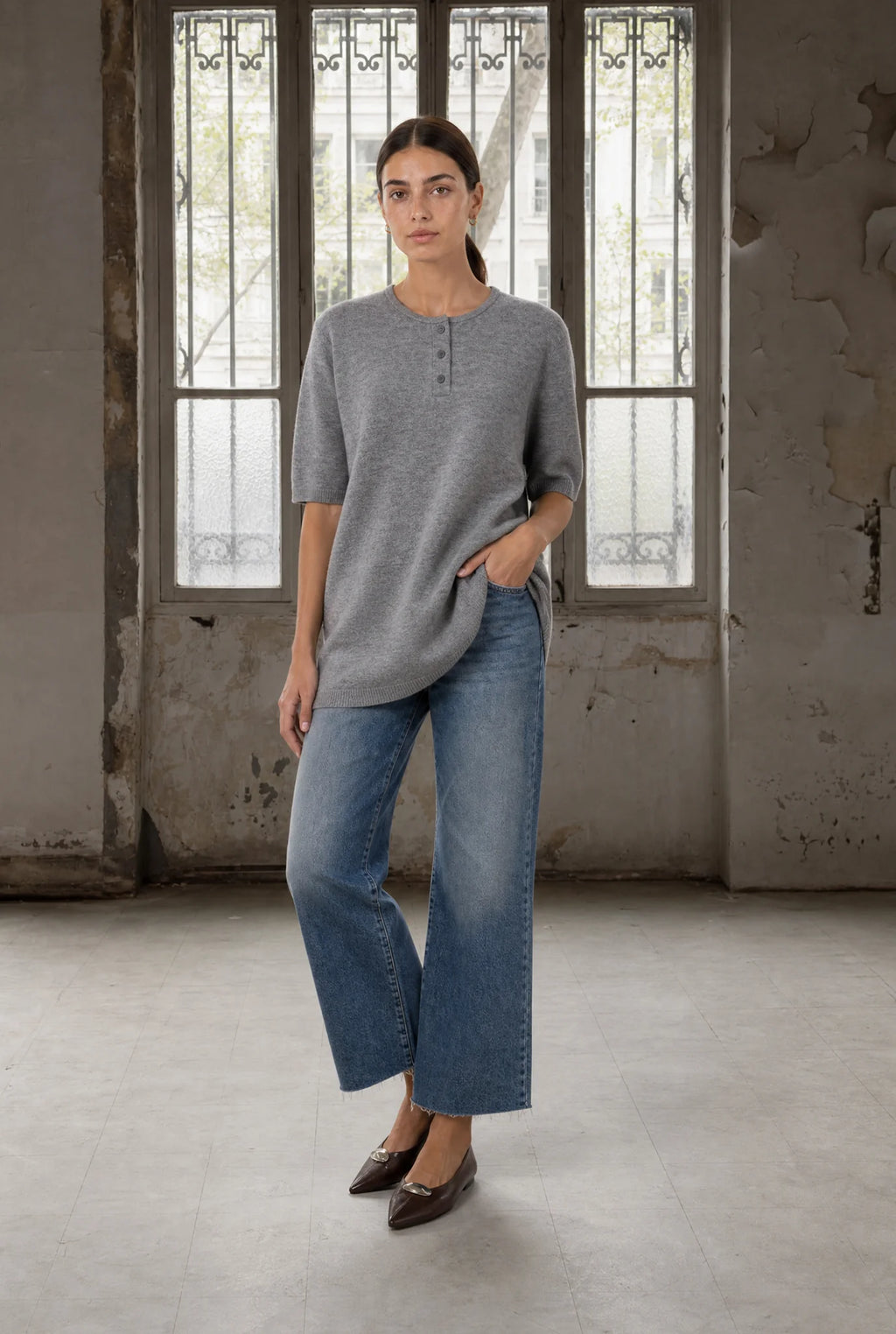 Jane Lushka Rora Grey Knit Top