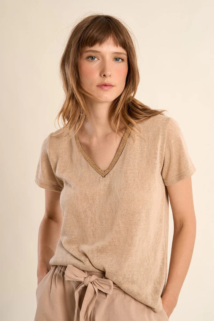 Molly knitted tee beige T4