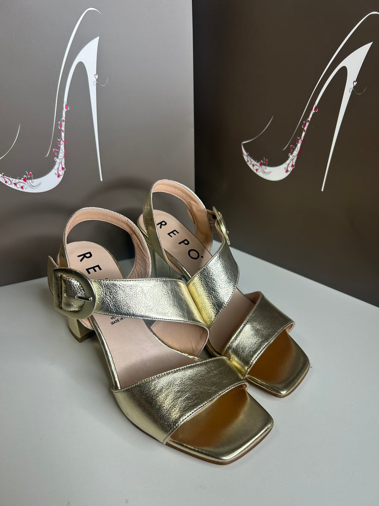 Repo 261082 High gold block heel sandal