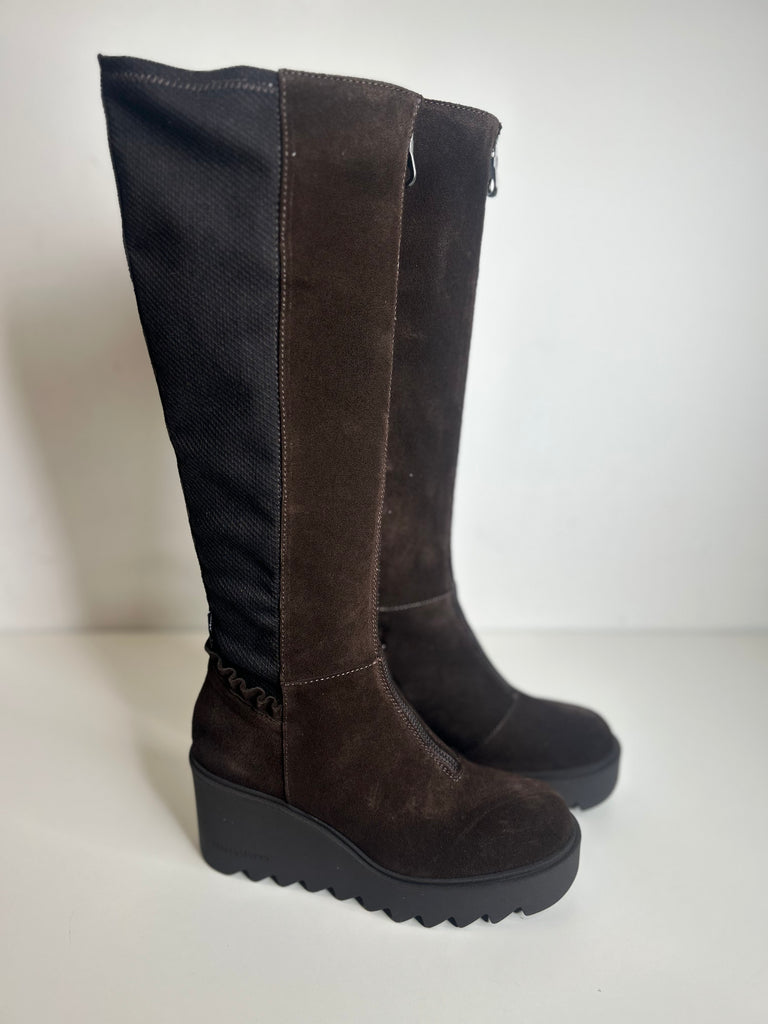 Marco Moreo Black and Brown Knee High Boot