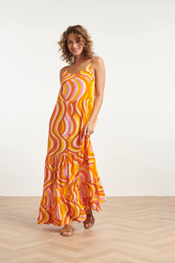 SL 24011 Orange multi coloured dress
