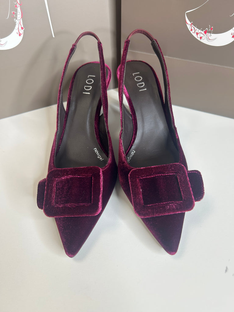 Lodi 261106 Burgundy velvet slingback