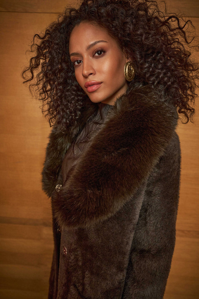 Joseph Ribkoff Mocha fur coat 263973