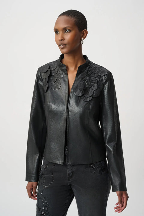 Joseph Ribkoff Black Foiled suede jacket 264906