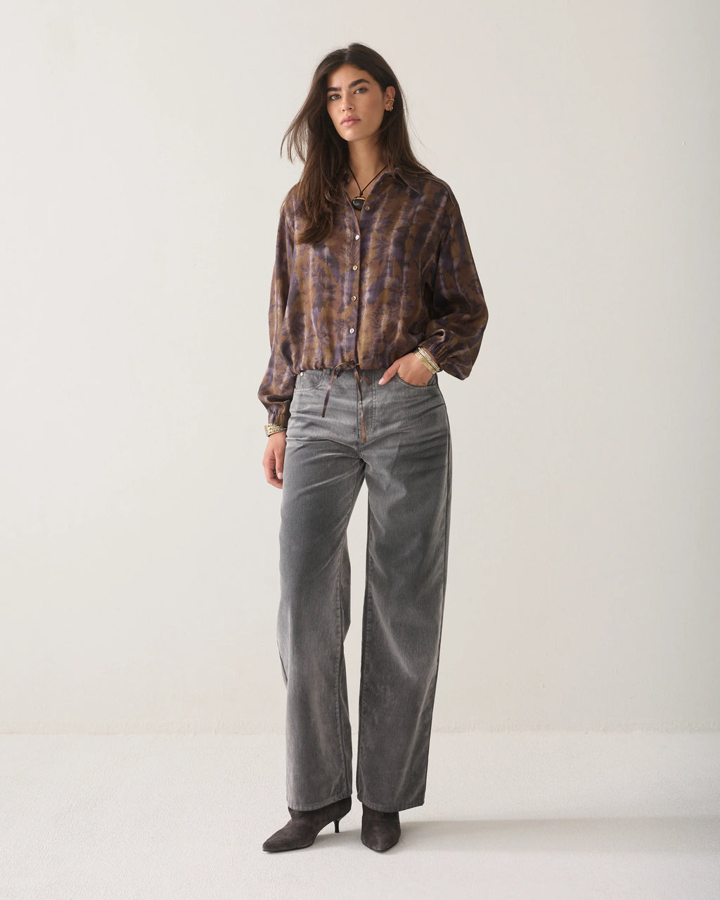 Summum blouse Sepia brown floral