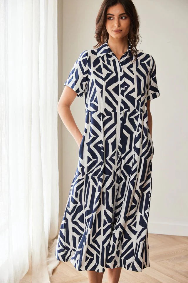 Peruzzi S26523 GEO BLOCK PRINT DRESS