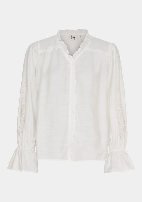 Isay Elly Flounce Blouse - Broken White