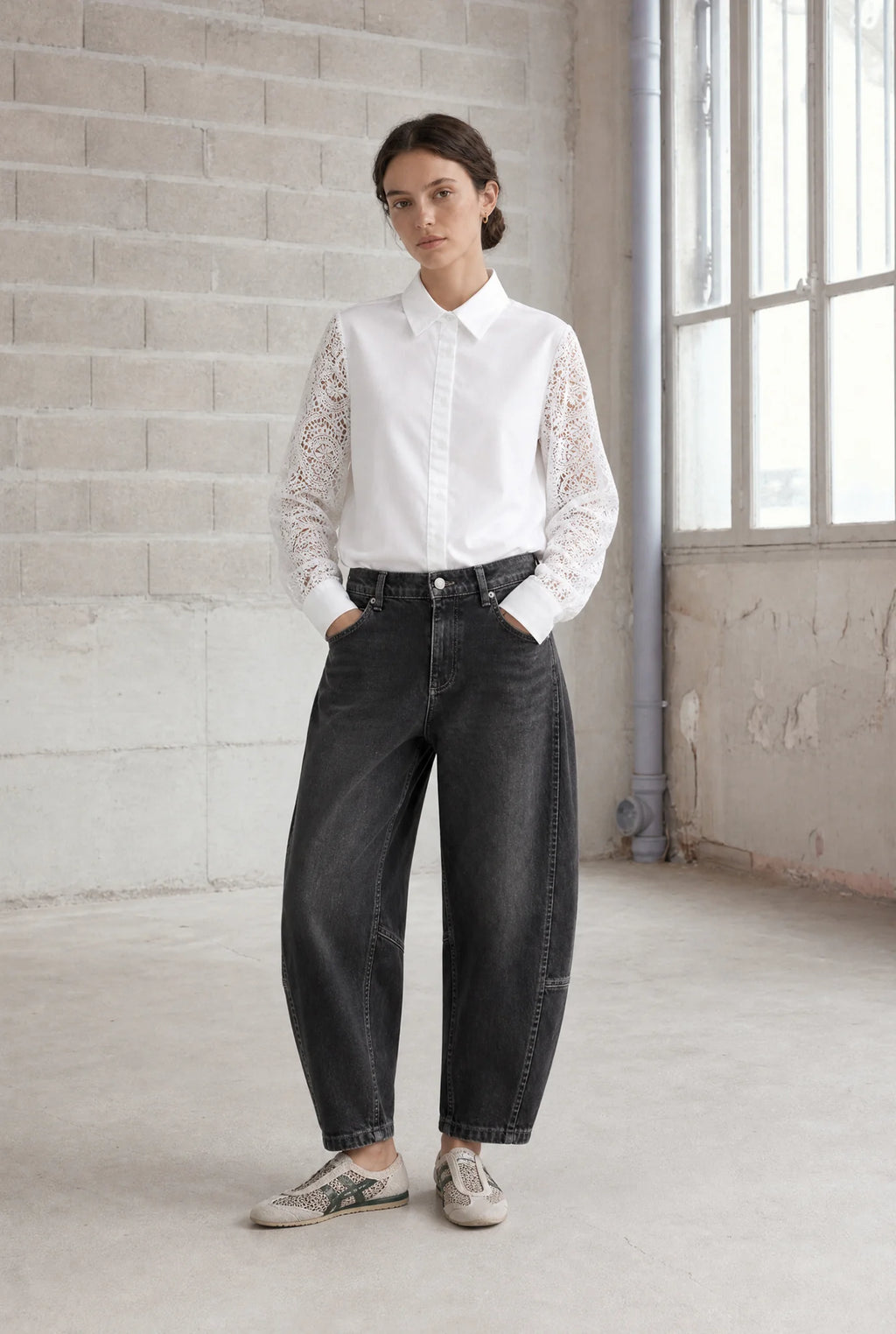 Jane Lushka Stery Embroidered Poplin Blouse