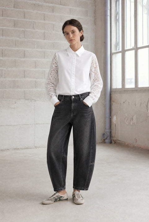 Jane Lushka Stery Embroidered Poplin Blouse