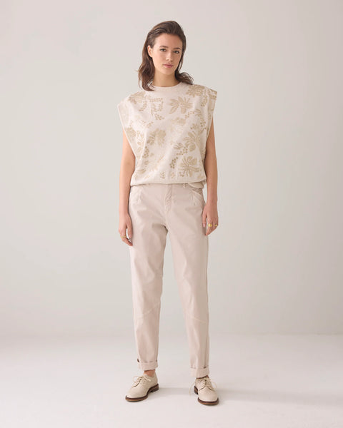 Summum sleeveless sweatshirt pebble beige
