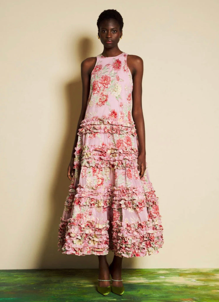 Sister Jane Crystal Pink Ruffle Maxi Dress