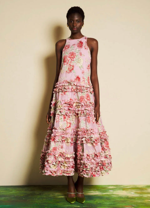 Sister Jane Crystal Pink Ruffle Maxi Dress