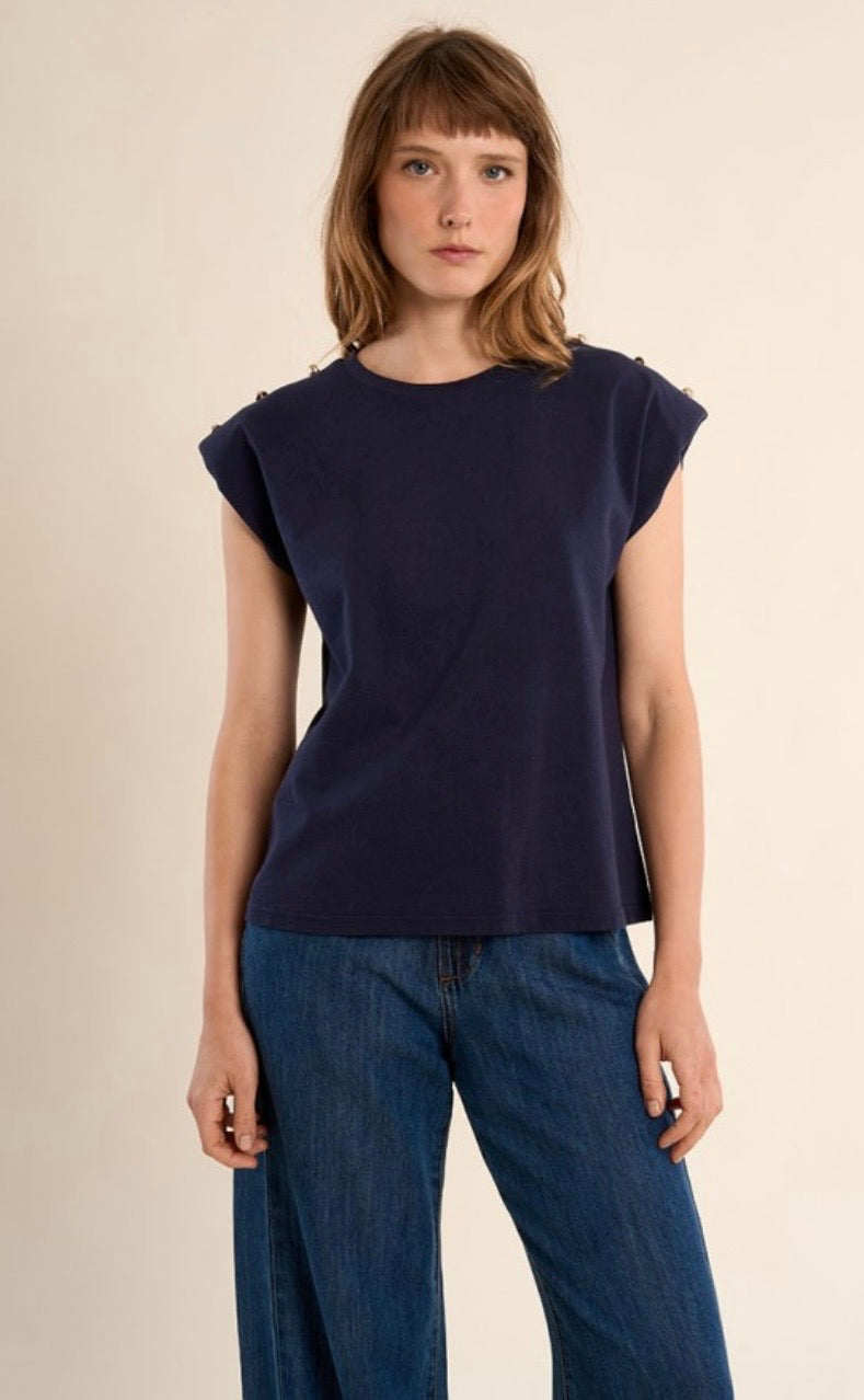Molly knitted tee navy blue t2