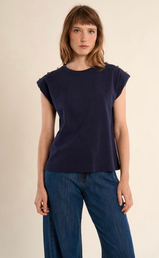 Molly knitted tee navy blue t2