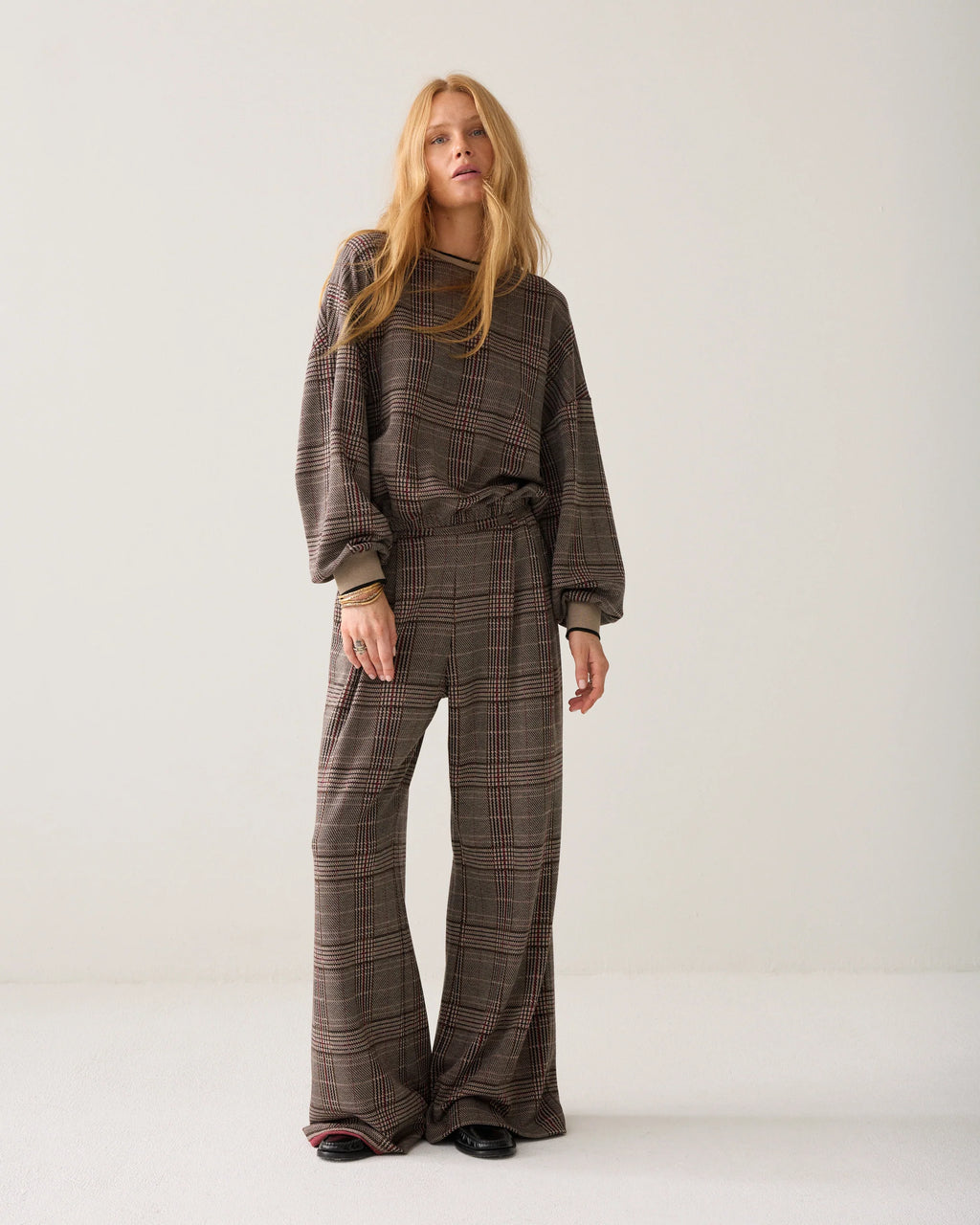 Summum Check Burgundy Top